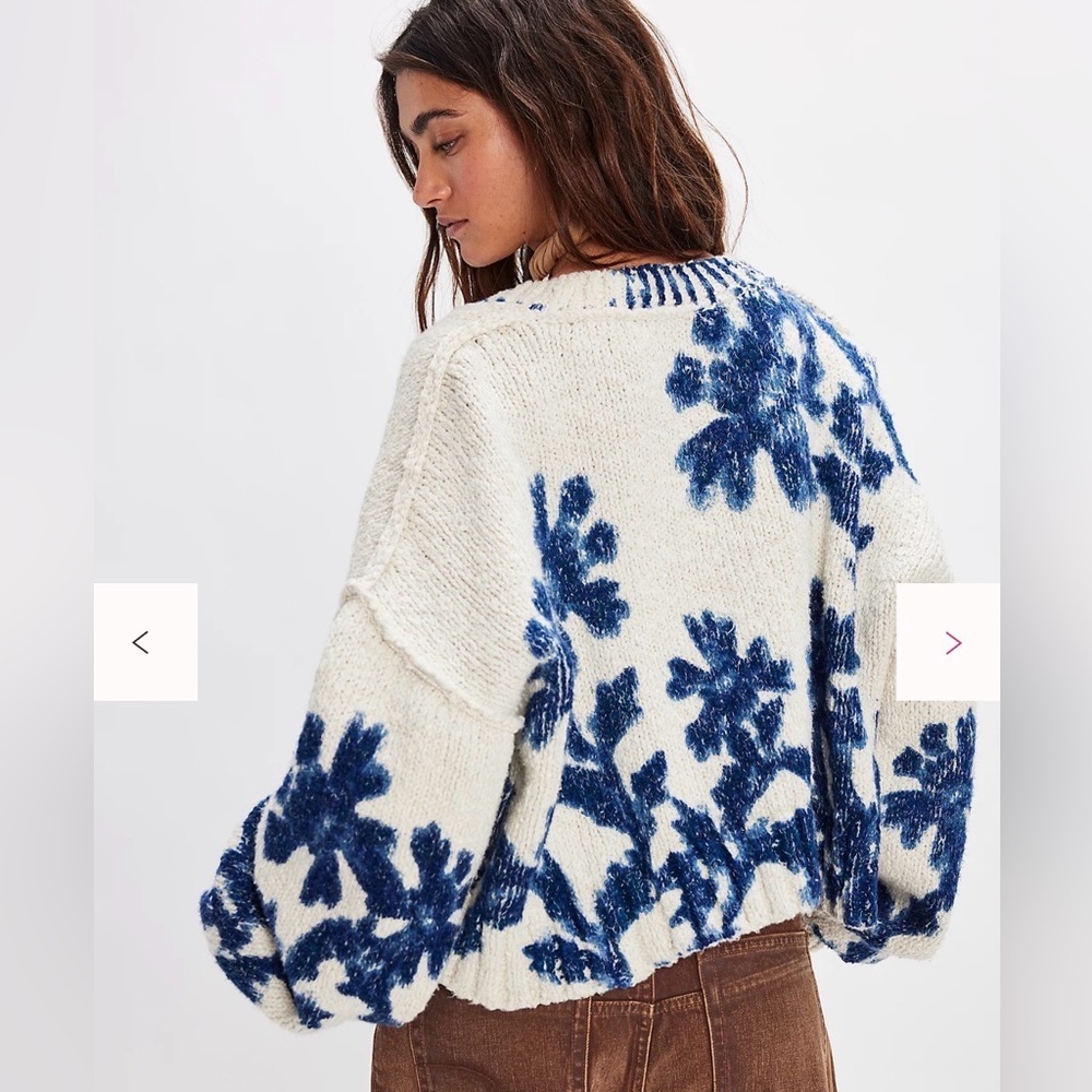 Free People Printed Floral Cardi Large Color: Tea Combo NWT - Picture 2 of 5
